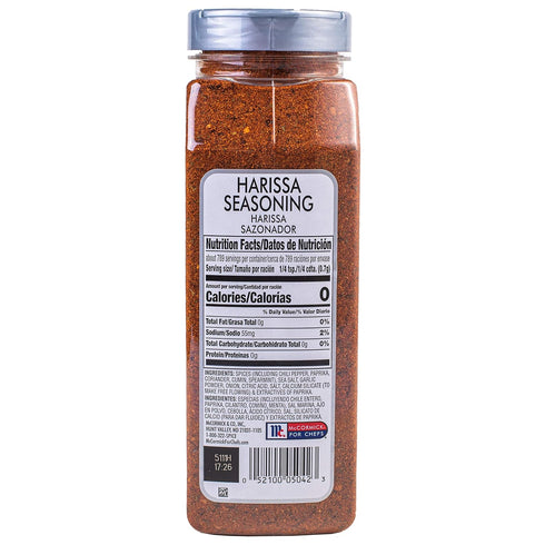 19.5 oz 19.5 Hummus, McCormick Culinary Harissa Seasoning, - One Ounce Container Harissa Seasoning Blend, Adds North