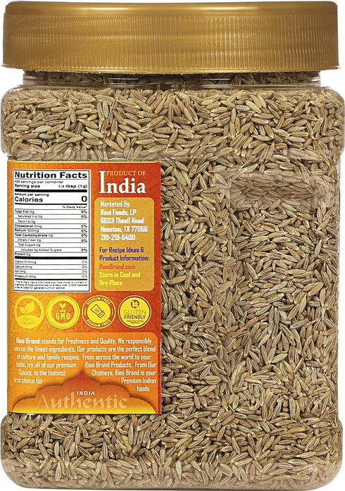 16oz (1lb) 454g Rani Cumin Seeds Whole (Jeera) Spice PET Jar ~ All Natural | Gluten Friendly | NON-GMO | Kosher | Vegan
