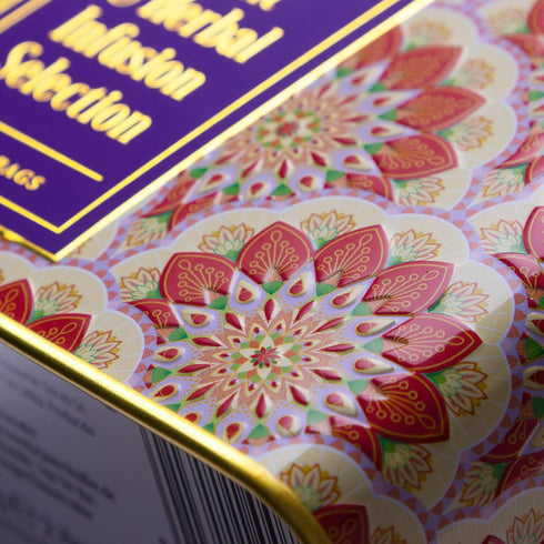 40 New English Teas Fruit and Herbal Tea in Tin with Teabags - Rosehip & Hibiscus, Peppermint, Chamomile & Black Tea