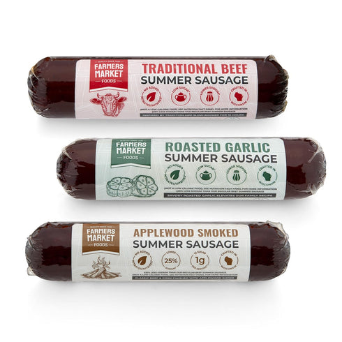 Farmers Market, Gluten Free, Keto, Paleo, Low Sodium, Low Sugar, Summer Sausage