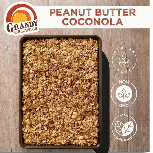 9oz Pack 3 Grandy Organics Peanut Butter Coconola Granola, Certified Organic, Gluten Free, Grain Free, Peanut Butter