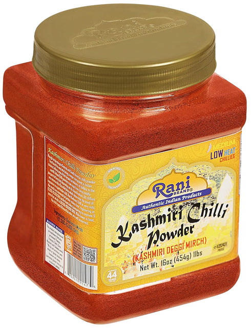 16oz (1lb) 454g Rani Kashmiri Chilli Powder (Deggi Mirch, Low Heat) Ground Indian Spice PET Jar ~ All Natural |