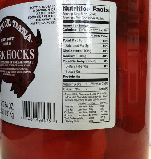Matt & Dana 64 Oz.(4lb) Pickled Pork Hocks Size