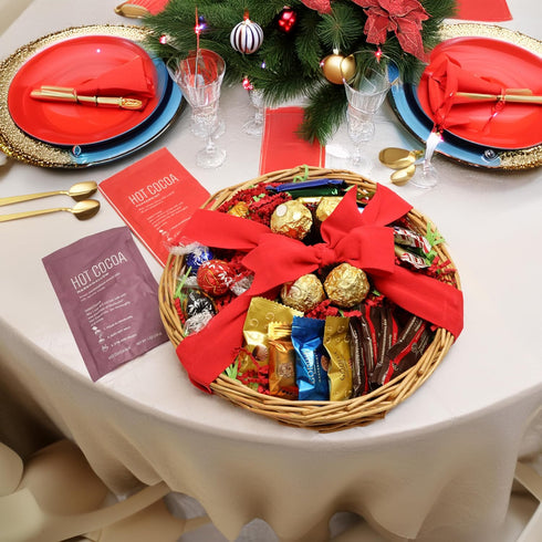 Christmas Gifts Chocolate Tray Premium Gourmet Assorted Chocolates with Hot Cocoa (Peppermint & Marshmallow) Holiday