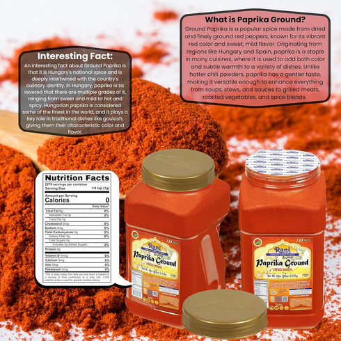 80oz (5lbs) 2.27kg Rani Paprika (Deggi Mirch, Low Heat) Spice Powder, Ground Bulk PET Jar ~ All Natural, Salt-Free |
