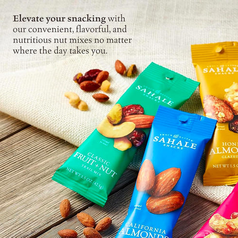 1.5 Oz (18 Packs) Sahale Snacks Classic Fruit and Nut Trail Mix, Grab & Go Bags - Dry-Roasted Deluxe Mixed Nuts