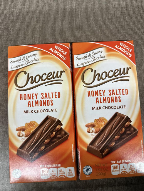 Generic Choceur Honey Salted Almonds Milk Chocolate Bar 7.05 oz (Pack of 2)