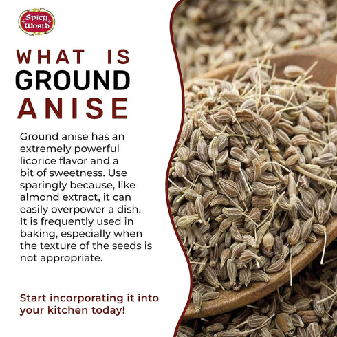 Spicy World Ground Anise Powder, 7 Ounce - Pure & Natural, Great for Baking, Cooking, and Tea