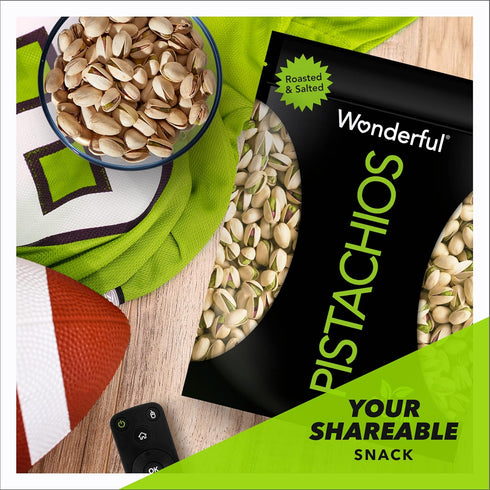 48 Wonderful Pistachios In Shell, Roasted & Salted Nuts, Ounce Resealable Bag, Protein Snacks, Bulk Snacks, Healthy