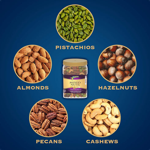 Planters (34oz) (18.25oz Deluxe Salted Mixed Nuts and Lightly Salted Deluxe Whole Cashews Canister)