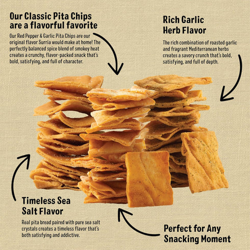 Pack 180g (Pack 6) 100% Cedar Valley Pita Chips Variety | of | Seed Oil Free, Cooked in Coconut Oil | Crisp, Golden