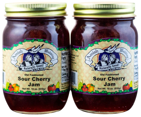 Amish Wedding Sour Cherry Jam 18oz (Pack of 2)