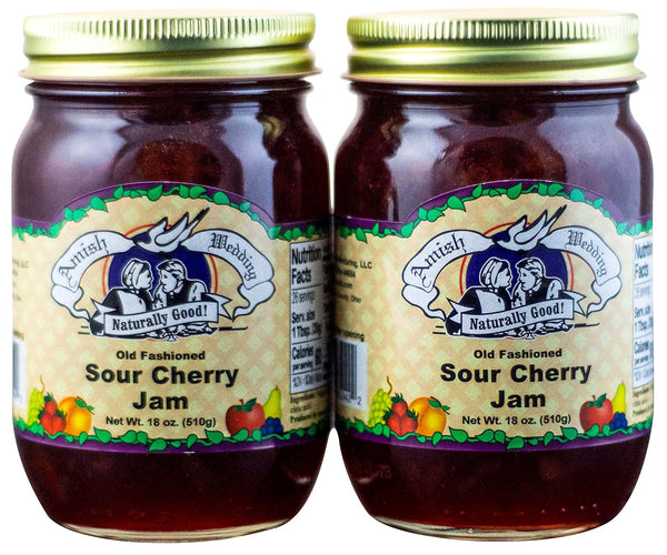 Amish Wedding Sour Cherry Jam 18oz (Pack of 2)