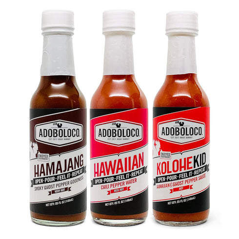 Adoboloco Hot Sauce Power Pack (3-Pack) 5oz Spicy Hamajang, Hawaiian Chili Pepper