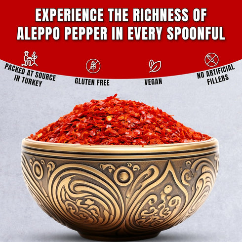 Turkish Goodies Aleppo Pepper, 4oz Authentic Pul Biber Red Chili Spice, Crushed for Mediterranean Cuisine