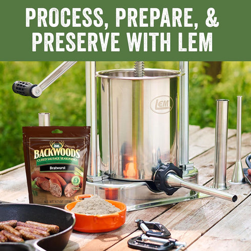 25 23.5 Packet Packet LEM Products Backwoods Bratwurst Cured Sausage Seasoning, Ideal for Wild Game and Domestic Meat