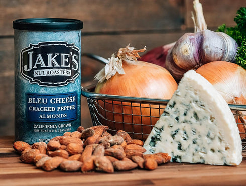 (2 Pack) Jake's Nut Roasters - Bleu Cheese Cracked Pepper Almonds Whole Dry Roasted Seasoned Flavored Almonds