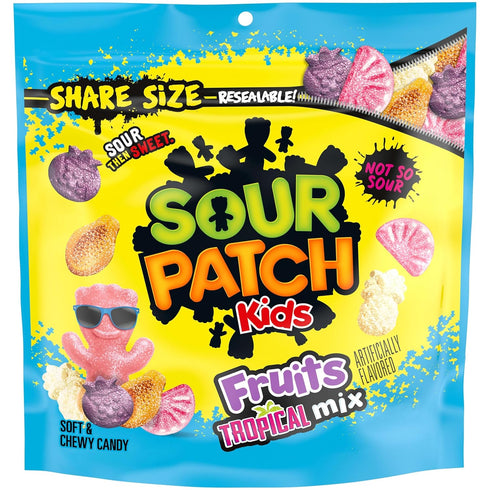 SOUR PATCH KIDS Fruits Tropical Mix Soft & Chewy Gummy Candy, Share