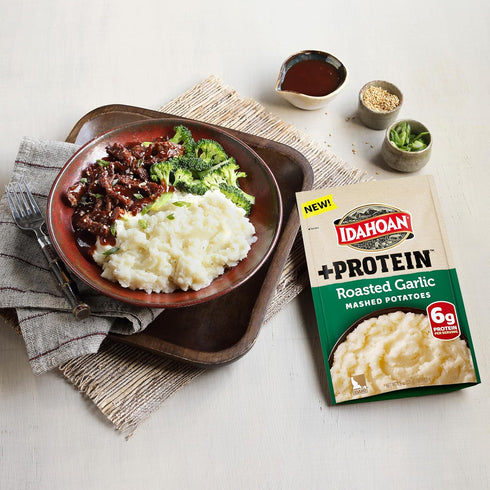 100% 4 4.6 (Pack 10) Idahoan Roasted Garlic +Protein Mashed Potatoes, Naturally Gluten-Free, Real Idaho Potatoes