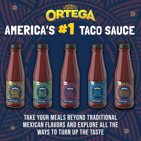 8 Ortega Hot Truffle Taco Sauce, Sweet and Spicy Sauce and Marinade, Ounce