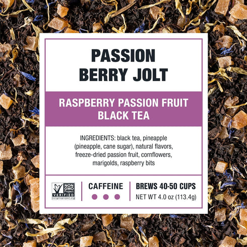 50 4oz Tiesta Tea - Passion Berry Jolt, Loose Leaf, Raspberry Passion Fruit Black Tea, Premium Caffeinated Blend, Make