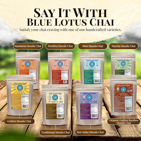 265 8 Blue Lotus Chai Star Anise Masala Chai - Makes Cups Just Add Hot Water, No Steeping, No Gluten - Ounce Masala