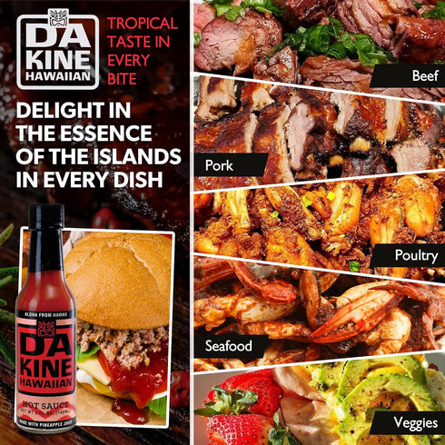 Da Kine Hawaiian 5 oz. 3-Pack) Gourmet Pineapple Hot Sauce - Vegan & Gluten-Free, Crafted in Small Batches, Sweet