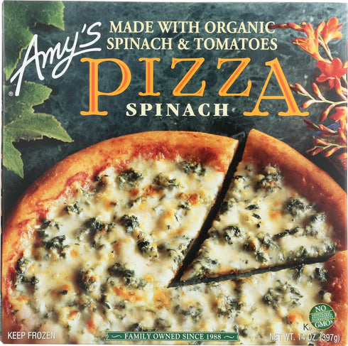 Amy's Frozen Pizza, Spinach Pizza, Made With Organic Spinach and Tomatoes, Frozen