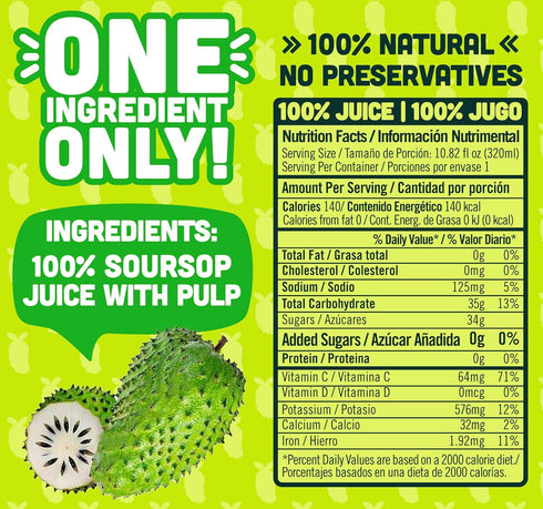100% 10.8 oz (Pack 12) NILO Soursop Juice | Real Guanabana Soursop Graviola | NO Sugar added | NOT From Concentrate |