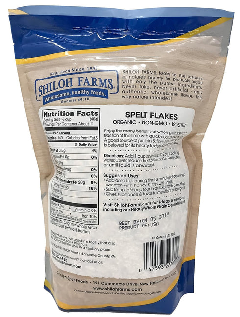 Shiloh Farms 2 Packs 16 - Organic Spelt Flakes, - Ounce each