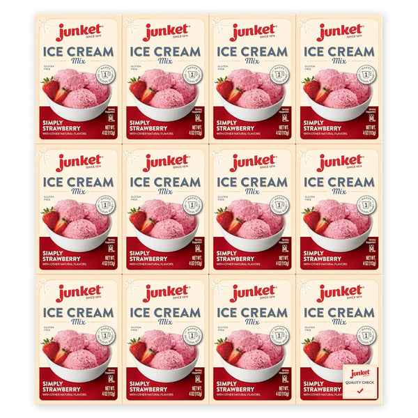Junket Ice Cream Mix Simply Strawberry, 4 Ounce (Pack of 12)