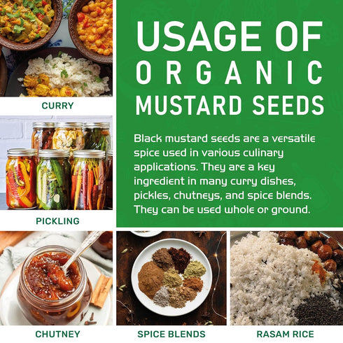 Jiva Organics Organic Black Mustard Seeds, 7oz, Non-GMO, Gluten Free