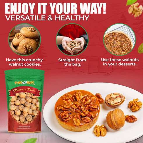 2 lbs Package Raw California Walnuts In Shell -Premium Quality Whole & Unsalted Walnuts By We Got Nuts Natural Healthy