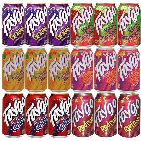 BeeQ - (Pack of 18) Faygo Variety Soda, 6 Different Flavors : Redpop