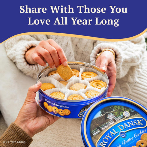 12 oz Royal Dansk Danish Butter Cookies, Premium Assorted Cookies in Gift Tin, Great for Sharing and Gifting