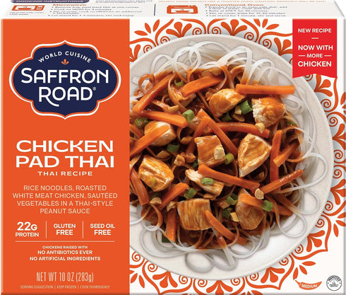 Saffron Road Frozen Chicken Pad Thai High Protein, Seed Oil Free, Chickens