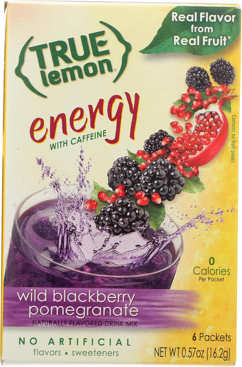 True Lemon (Energy Drinks) Wild Blackberry Pomegranate, Instant Powdered Drink Mix, 6