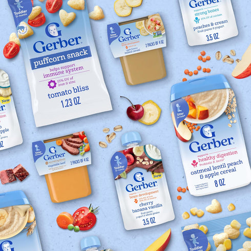 2 6PK Gerber Stage Baby Food, Oatmeal Lentil Peach & Apple Cereal, Baby Cereal