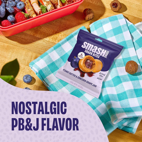 5 8g 8 Packs Smash Foods Grape Energy Bites | Gluten-Free Vegan Snack Balls with No Sugar Added | Protein, Superfood