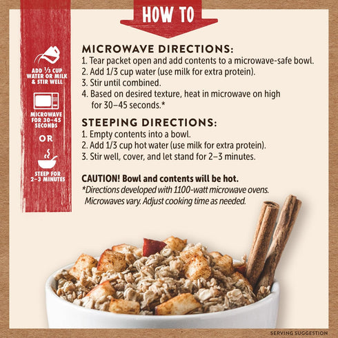 Packets, 100% 6 6 packets (36 packets) Kodiak Cakes Instant Oatmeal Apple Cinnamon, High Protein, Whole Grains, boxes