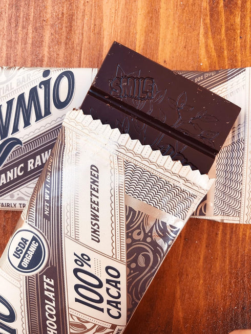 100% 1.1 oz. Rawmio Essential Dark Chocolate Bar - Organic, Raw, Gluten-Free, Cacao (Sugar Free)