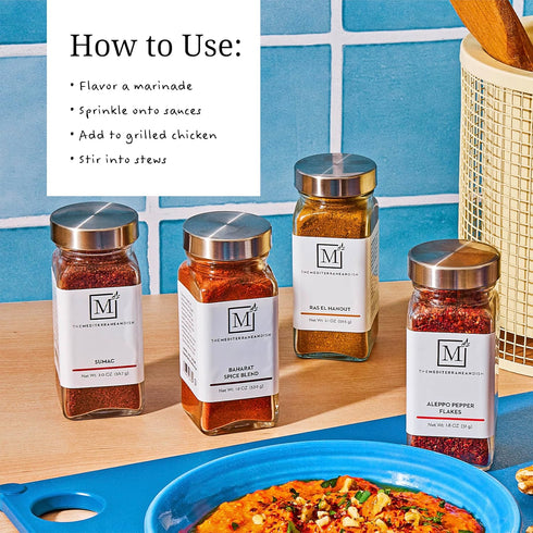 Set 4 The Mediterranean Dish Everyday Spice Bundle - Allspice, Coriander, Cardamom and Cumin - Essential Mediterranean