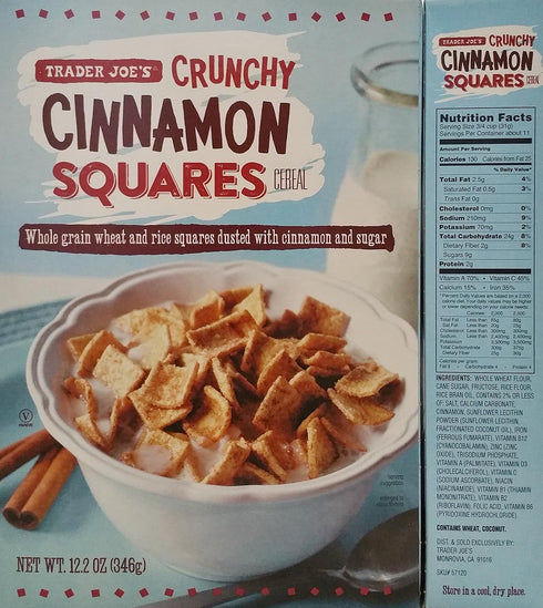 Trader Joe's 12.2 Oz (346g) Trader Joes Crunchy Cinnamon Squares Cereal Net Wt.