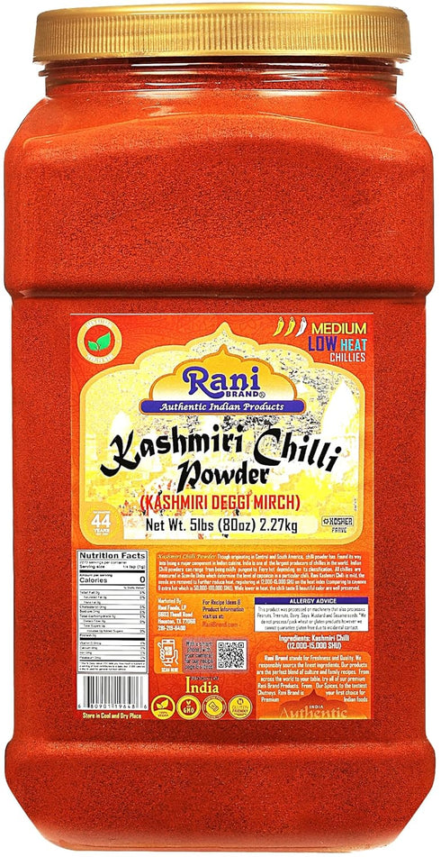 Rani Kashmiri Chilli Powder (Deggi Mirch, Low Heat) Ground Indian Spice 80oz