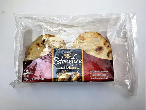 Stonefire 18 packaging Mini Naan (Original) Fresh Authentic Flatbreads, Mini Flatbreads Total in a resealable