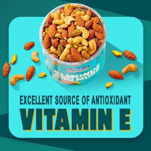 14oz. (Pack 1) Blue Diamond Almonds, Mixed Nuts Roasted Sea Salt Deluxe Snack Nuts, Almonds, Pistachios, and Cashews