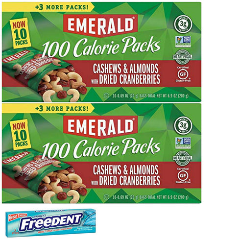 RJF Brands Emerald 100 Calorie Cashews Cranberries Roasted and Salted Snack Pack. Convenient Shopping