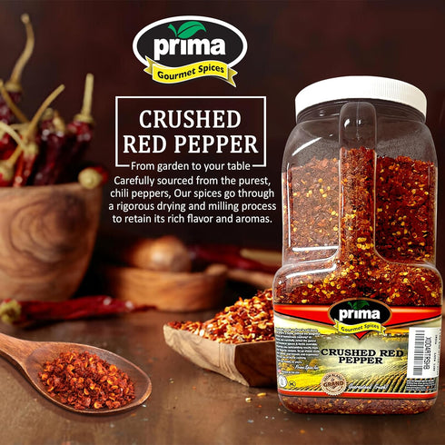 Prima Gourmet Spices 4 Flakes-Commercial Prima Spice Crushed Red Pepper Flakes- Pound Bulk Value-Hot Chili And Home