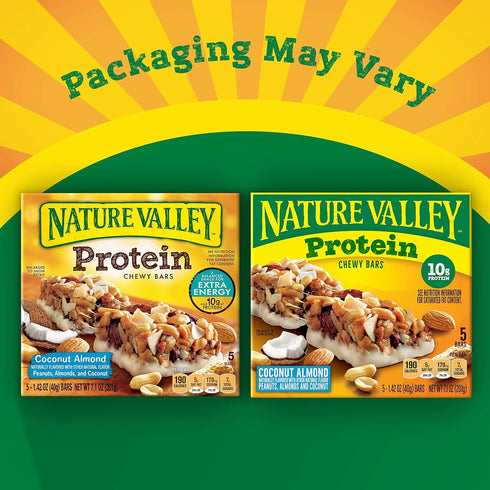 5 7.1 OZ (Pack 4) Nature Valley Chewy Granola Bar, Protein, Coconut Almond, Bars