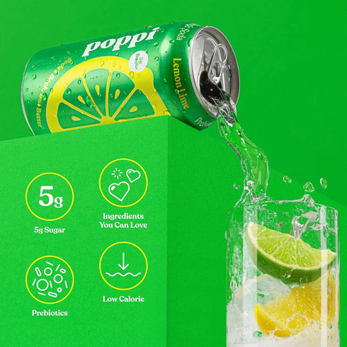 Setters Pack, 12 Oz, Pack 12, Packaging Poppi Sparkling Prebiotic Soda Beverage with Apple Cider Vinegar, Seltzer Water